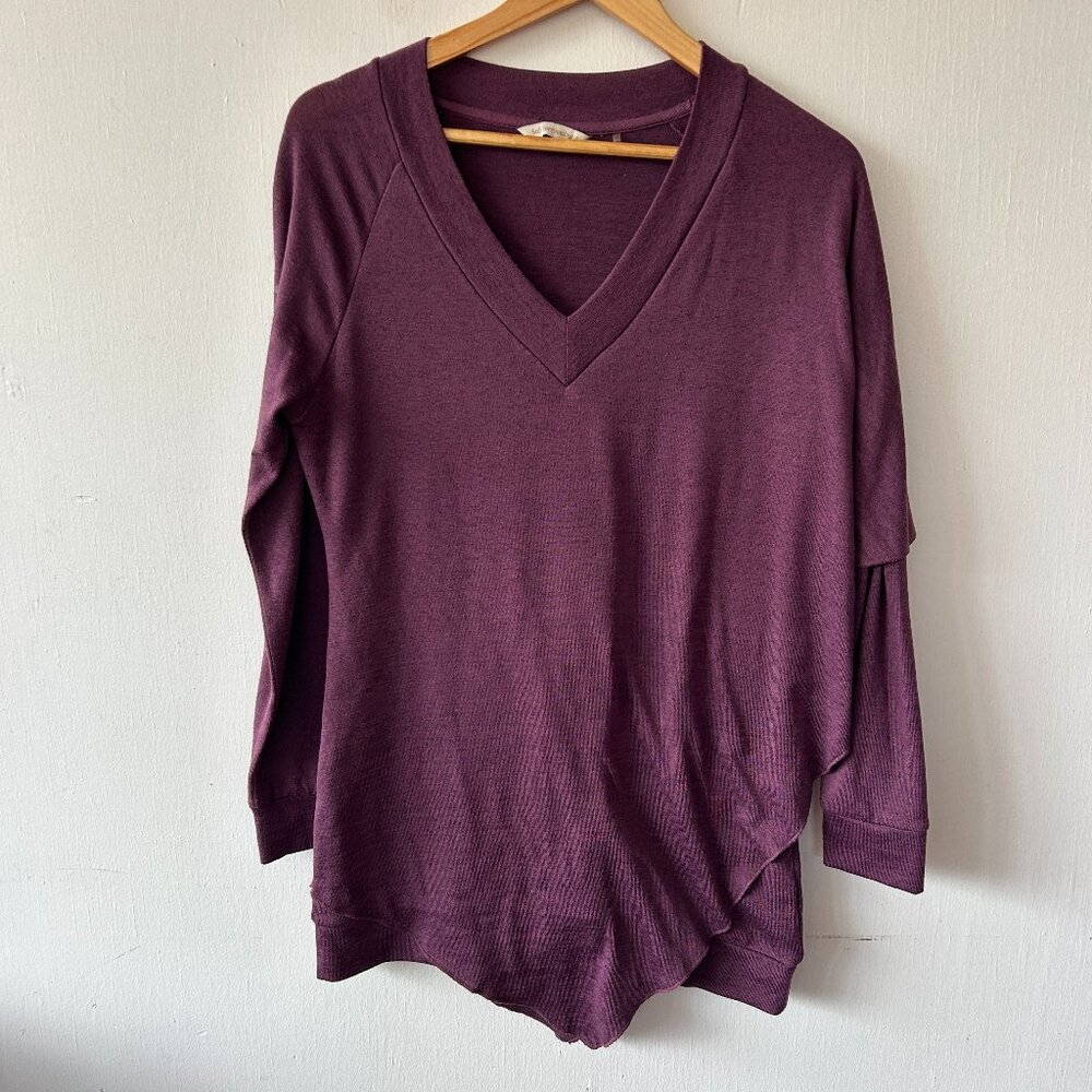 Soft Surroundings V-neck Tunic Sweater Womens Small Purple V-neck Oversized Cozy